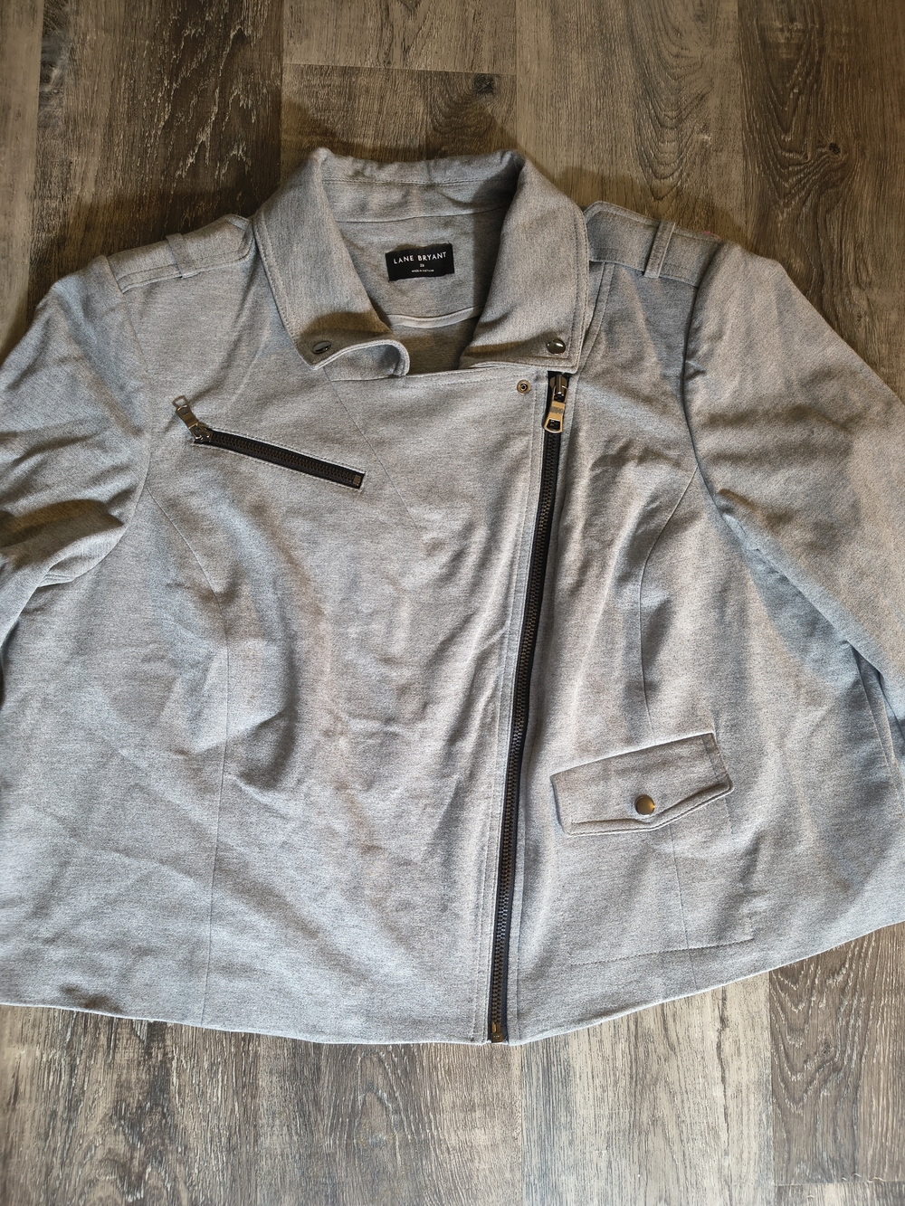 Lane Bryant Light Gray Asymmetrical Moto Jacket